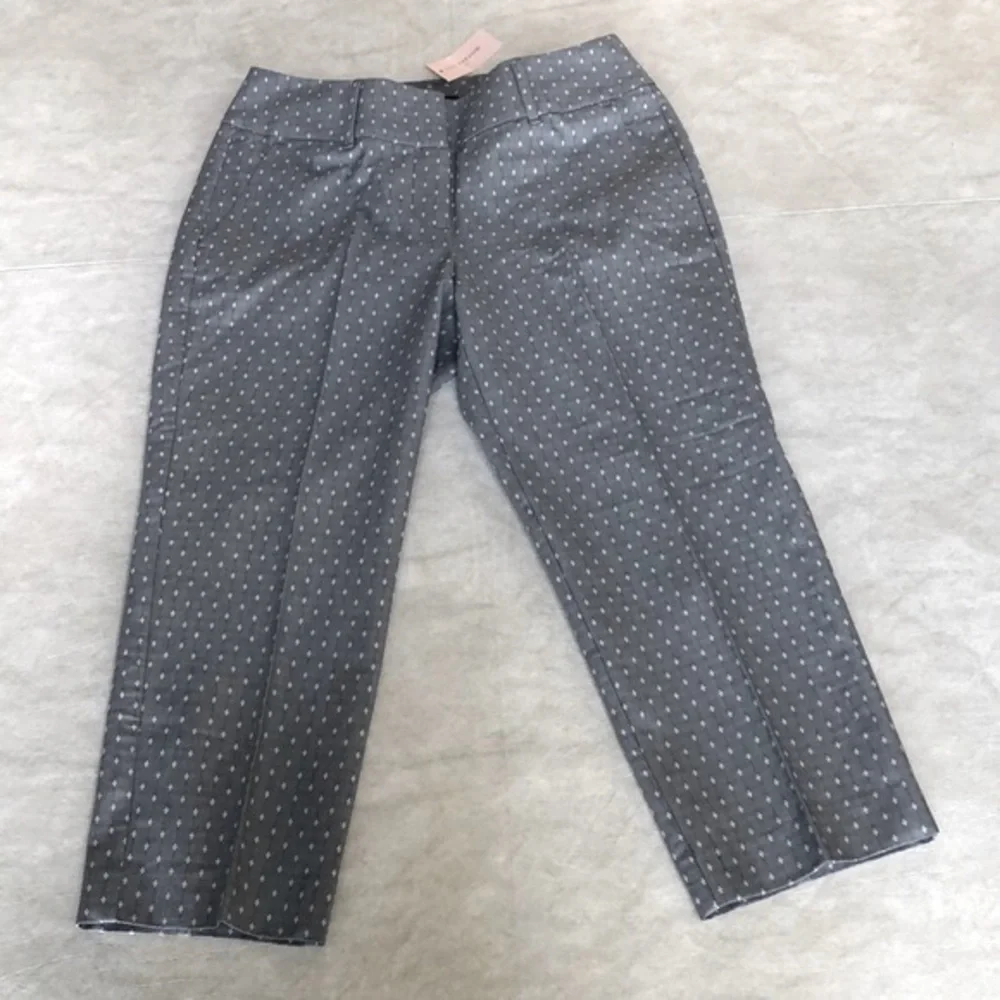 Ann Taylor Women's Curvy Cropped Leg Trouser Pants Gray White Diamond Size 2P - Picture 2 of 14